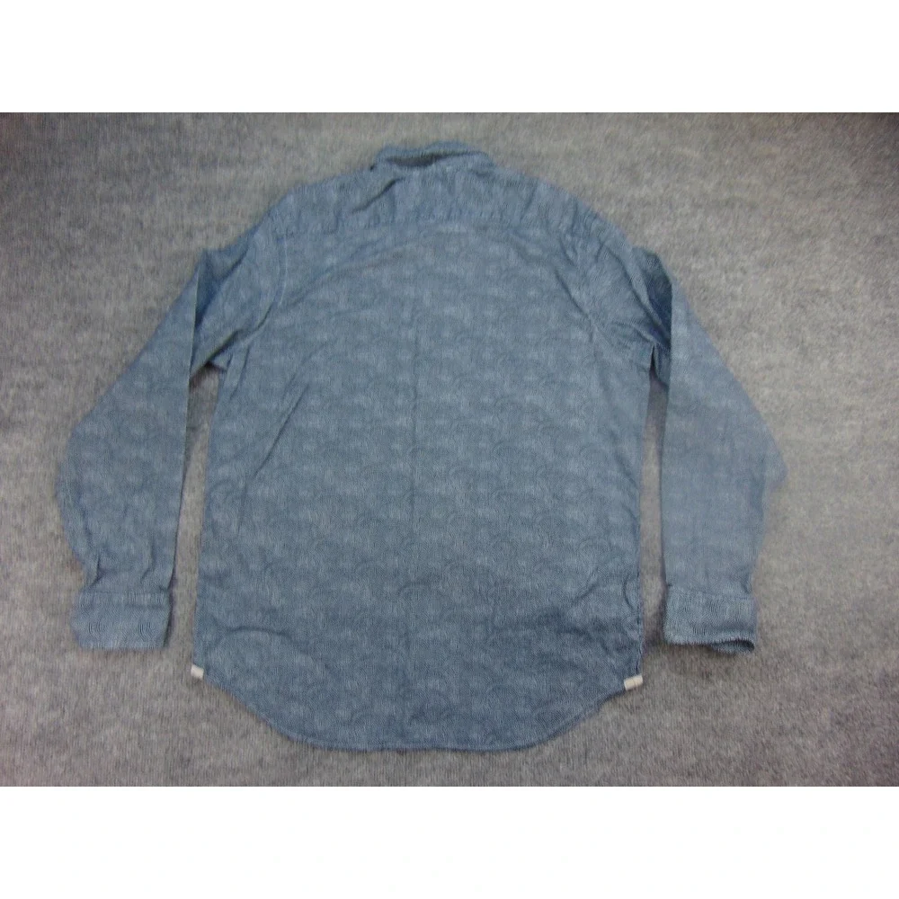 Banana Republic Shirt Mens Large Blue Seigaiha Wave Linen Blend Coastal Nautical